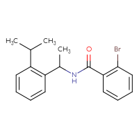 Chemical structure of 2-bromo-N-{1-[2-(propan-2-yl)phenyl]ethyl}benzamide - CSSB21432544038
