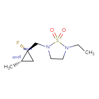 Chemical structure of rac-2-ethyl-5-{[(1R,2S)-1-fluoro-2-methylcyclopropyl]methyl}-1λ⁶,2,5-thiadiazolidine-1,1-dione - CSMB02136500091