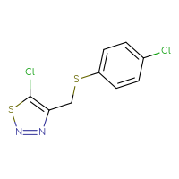 Chemical structure of 5-chloro-4-{[(4-chlorophenyl)sulfanyl]methyl}-1,2,3-thiadiazole - CSSB00000212880