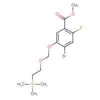 Chemical structure of methyl 4-bromo-2-fluoro-5-{[2-(trimethylsilyl)ethoxy]methoxy}benzoate - CSSB21432502108