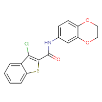 Chemical structure of 3-chloro-N-(2,3-dihydro-1,4-benzodioxin-6-yl)-1-benzothiophene-2-carboxamide - CSSB00105466887