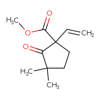 Chemical structure of methyl 1-ethenyl-3,3-dimethyl-2-oxocyclopentane-1-carboxylate - CSSB21285254623
