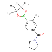 Chemical structure of 1-[3-methyl-4-(4,4,5,5-tetramethyl-1,3,2-dioxaborolan-2-yl)benzoyl]pyrrolidine - CSSB00021093199