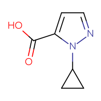 Chemical structure of 1-cyclopropyl-1H-pyrazole-5-carboxylic acid - CSSB00010729808