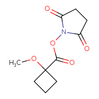 Chemical structure of 2,5-dioxopyrrolidin-1-yl 1-methoxycyclobutane-1-carboxylate - CSSB02139976512