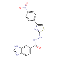Chemical structure of N'-[4-(4-nitrophenyl)-1,3-thiazol-2-yl]-1H-1,3-benzodiazole-6-carbohydrazide - CSSB06256035016