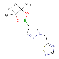 Chemical structure of 5-{[4-(4,4,5,5-tetramethyl-1,3,2-dioxaborolan-2-yl)-1H-pyrazol-1-yl]methyl}-1,2,4-thiadiazole - CSSB20551580496