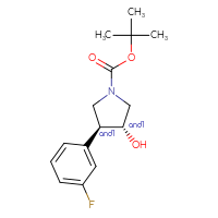Chemical structure of rac-tert-butyl (3R,4S)-3-(3-fluorophenyl)-4-hydroxypyrrolidine-1-carboxylate - CSSB20620672694