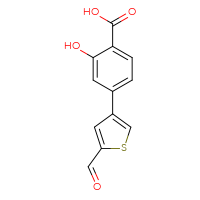 Chemical structure of 4-(5-formylthiophen-3-yl)-2-hydroxybenzoic acid - CSSB00150708269