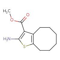 Chemical structure of methyl 2-amino-4H,5H,6H,7H,8H,9H-cycloocta[b]thiophene-3-carboxylate - CSSB00000292497