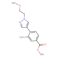 Chemical structure of methyl 3-amino-4-[1-(2-methoxyethyl)-1H-pyrazol-4-yl]benzoate - CSSB02365732178