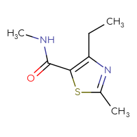 Chemical structure of 4-ethyl-N,2-dimethyl-1,3-thiazole-5-carboxamide - CSSB06256545877