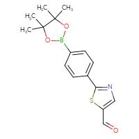 Chemical structure of 2-[4-(4,4,5,5-tetramethyl-1,3,2-dioxaborolan-2-yl)phenyl]-1,3-thiazole-5-carbaldehyde - CSSB06269025193