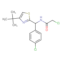 Chemical structure of N-[(4-tert-butyl-1,3-thiazol-2-yl)(4-chlorophenyl)methyl]-2-chloroacetamide - CSSB01748893222