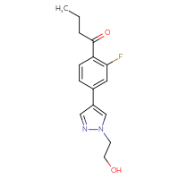 Chemical structure of 1-{2-fluoro-4-[1-(2-hydroxyethyl)-1H-pyrazol-4-yl]phenyl}butan-1-one - CSSB11382417962