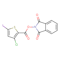 Chemical structure of 1,3-dioxo-2,3-dihydro-1H-isoindol-2-yl 3-chloro-5-iodothiophene-2-carboxylate - CSSB06258928863