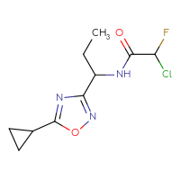 Chemical structure of 2-chloro-N-[1-(5-cyclopropyl-1,2,4-oxadiazol-3-yl)propyl]-2-fluoroacetamide - CSSB21332123422