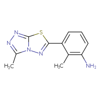 Chemical structure of 2-methyl-3-{3-methyl-[1,2,4]triazolo[3,4-b][1,3,4]thiadiazol-6-yl}aniline - CSSB00000389911