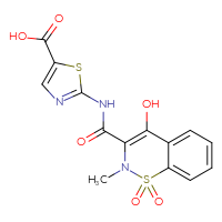 Chemical structure of 2-(4-hydroxy-2-methyl-1,1-dioxo-2H-1λ⁶,2-benzothiazine-3-amido)-1,3-thiazole-5-carboxylic acid - CSSB00000721663