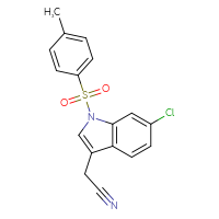 Chemical structure of 2-[6-chloro-1-(4-methylbenzenesulfonyl)-1H-indol-3-yl]acetonitrile - CSSB21332176331