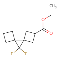 Chemical structure of ethyl 9,9-difluorodispiro[3.0.3⁵.1⁴]nonane-2-carboxylate - CSSB01990000505