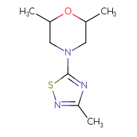 Chemical structure of 2,6-dimethyl-4-(3-methyl-1,2,4-thiadiazol-5-yl)morpholine - CSSB00026178425