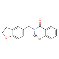 Chemical structure of 2-bromo-N-[(2,3-dihydro-1-benzofuran-5-yl)methyl]-N-methylbenzamide - CSSB01876271438