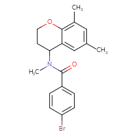 Chemical structure of 4-bromo-N-(6,8-dimethyl-3,4-dihydro-2H-1-benzopyran-4-yl)-N-methylbenzamide - CSSB15729246564