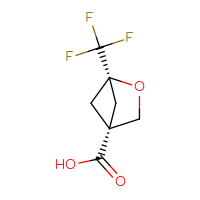 Chemical structure of (1r,4r)-1-(trifluoromethyl)-2-oxabicyclo[2.1.1]hexane-4-carboxylic acid - CSSB03439682523