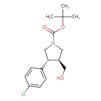 Chemical structure of tert-butyl (3R,4S)-3-(4-chlorophenyl)-4-(hydroxymethyl)pyrrolidine-1-carboxylate - CSSB00015182648