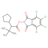 Chemical structure of 4,5,6,7-tetrachloro-1,3-dioxo-2,3-dihydro-1H-isoindol-2-yl 2-cyclopentyl-3,3-dimethylbutanoate - CSSB20270393902