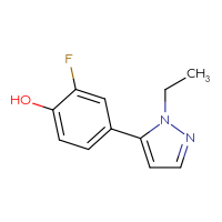 Chemical structure of 4-(1-ethyl-1H-pyrazol-5-yl)-2-fluorophenol - CSSB00013172588