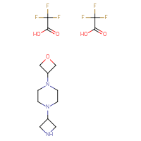 Chemical structure of 1-(azetidin-3-yl)-4-(oxetan-3-yl)piperazine; bis(trifluoroacetic acid) - CSSB00102955645
