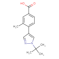 Chemical structure of 4-(1-tert-butyl-1H-pyrazol-4-yl)-3-methylbenzoic acid - CSSB00041440458