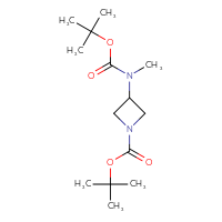 Chemical structure of tert-butyl 3-{[(tert-butoxy)carbonyl](methyl)amino}azetidine-1-carboxylate - CSSB00113625854