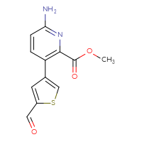 Chemical structure of methyl 6-amino-3-(5-formylthiophen-3-yl)pyridine-2-carboxylate - CSSB06590145603