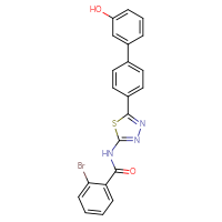 Chemical structure of 2-bromo-N-(5-{3'-hydroxy-[1,1'-biphenyl]-4-yl}-1,3,4-thiadiazol-2-yl)benzamide - CSSB14880533349