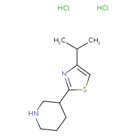 Chemical structure of 3-[4-(propan-2-yl)-1,3-thiazol-2-yl]piperidine dihydrochloride - CSSB21248687481