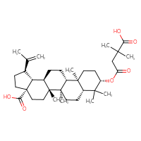 Chemical structure of (1R,3aS,5aR,5bR,7aR,9S,11aR,11bR,13aR,13bR)-9-[(3-carboxy-3,3-dimethylpropanoyl)oxy]-5a,5b,8,8,11a-pentamethyl-1-(prop-1-en-2-yl)-icosahydro-1H-cyclopenta[a]chrysene-3a-carboxylic acid - CSSB00000069959
