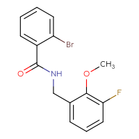 Chemical structure of 2-bromo-N-[(3-fluoro-2-methoxyphenyl)methyl]benzamide - CSSB06752732091