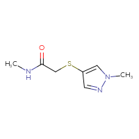 Chemical structure of N-methyl-2-[(1-methyl-1H-pyrazol-4-yl)sulfanyl]acetamide - CSSB01131920860