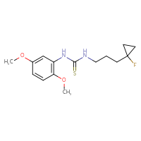 Chemical structure of 1-(2,5-dimethoxyphenyl)-3-[3-(1-fluorocyclopropyl)propyl]thiourea - CSSB21432523891