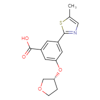 Chemical structure of 3-(5-methyl-1,3-thiazol-2-yl)-5-[(3R)-oxolan-3-yloxy]benzoic acid - CSSB06835379631