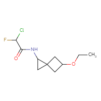 Chemical structure of 2-chloro-N-{5-ethoxyspiro[2.3]hexan-1-yl}-2-fluoroacetamide - CSSB21332069790