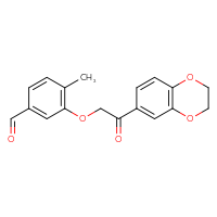 Chemical structure of 3-[2-(2,3-dihydro-1,4-benzodioxin-6-yl)-2-oxoethoxy]-4-methylbenzaldehyde - CSSB21349275049