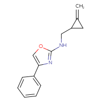 Chemical structure of N-[(2-methylidenecyclopropyl)methyl]-4-phenyl-1,3-oxazol-2-amine - CSSB15042568285