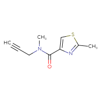 Chemical structure of N,2-dimethyl-N-(prop-2-yn-1-yl)-1,3-thiazole-4-carboxamide - CSSB00013049736