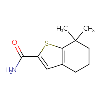 Chemical structure of 7,7-dimethyl-4,5,6,7-tetrahydro-1-benzothiophene-2-carboxamide - CSSB06979731118
