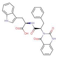 Chemical structure of (2R)-2-[(2R)-2-(2,4-dioxo-1,2,3,4-tetrahydroquinazolin-3-yl)-3-phenylpropanamido]-3-(1H-indol-3-yl)propanoic acid - CSSB00160799431