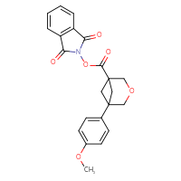 Chemical structure of 1,3-dioxo-2,3-dihydro-1H-isoindol-2-yl 5-(4-methoxyphenyl)-3-oxabicyclo[3.1.1]heptane-1-carboxylate - CSSB20620695921